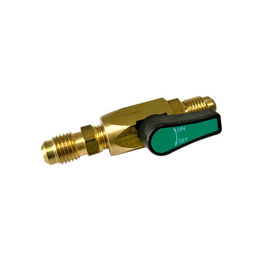 JAVAC Refrigeration Ball Valve - 1/4" F SAE x 1/4" M SAE (GREEN)