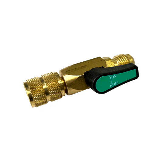JAVAC Refrigeration Ball Valve - 1/4" F SAE x 5/16" M SAE (GREEN)