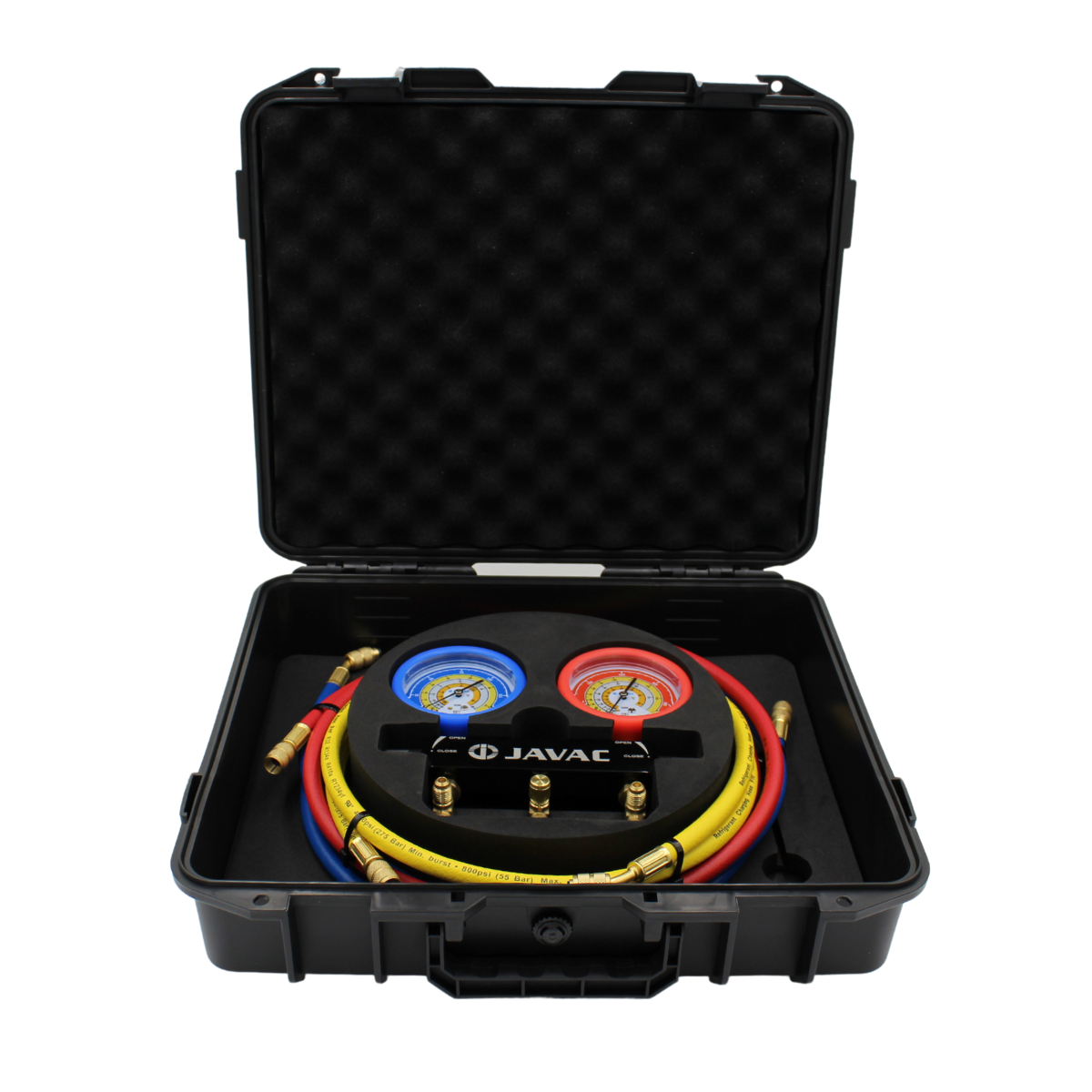 JAVAC 2-Way Ball Valve Manifold set with Hoses for R290, R600a & R717