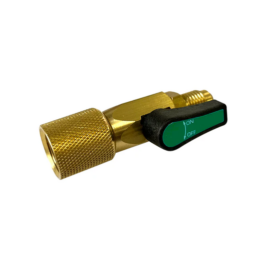 JAVAC Refrigeration Ball Valve - 3/8" F SAE x 1/4" M SAE (GREEN)