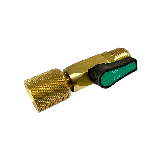 JAVAC Refrigeration Ball Valve - 3/8" F SAE x 3/8" M SAE (GREEN)