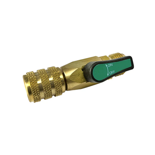 JAVAC Refrigeration Ball Valve - 5/16" F SAE x 3/8" M SAE (GREEN)