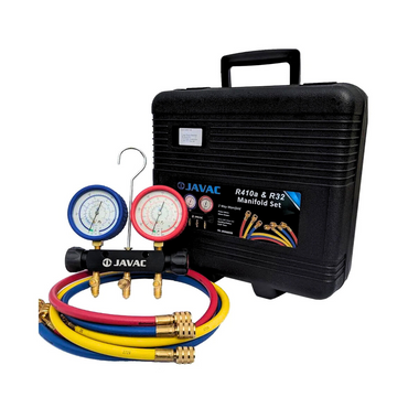 JAVAC 2-Valve Refrigeration Manifold Set - R32 & R410a Compliant