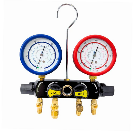 JAVAC 4-Valve Refrigeration Manifold Set - R32 & R410a Compliant
