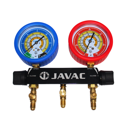 JAVAC 2-Way Ball Valve Manifold set with Hoses for R290, R600a & R717