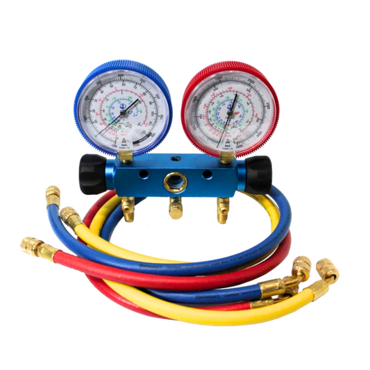 JAVAC 2-Valve Automotive Refrigerant Manifold Set - R134a Compliant