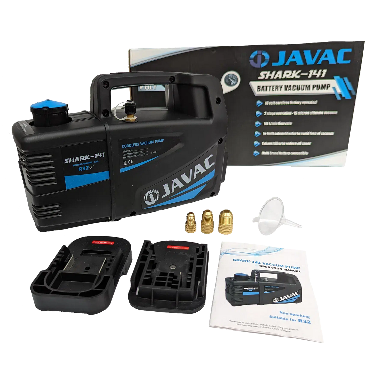 JAVAC SHARK-141, Cordless, 141 L/min, 2-stage Vacuum Pump - R32 Compliant