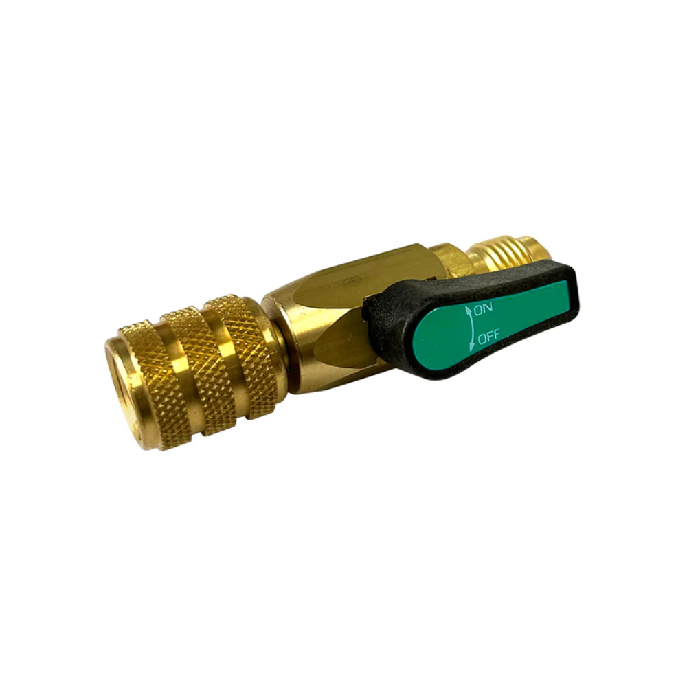 JAVAC Refrigeration Ball Valve - 5/16" F SAE x 5/16" M SAE (GREEN)
